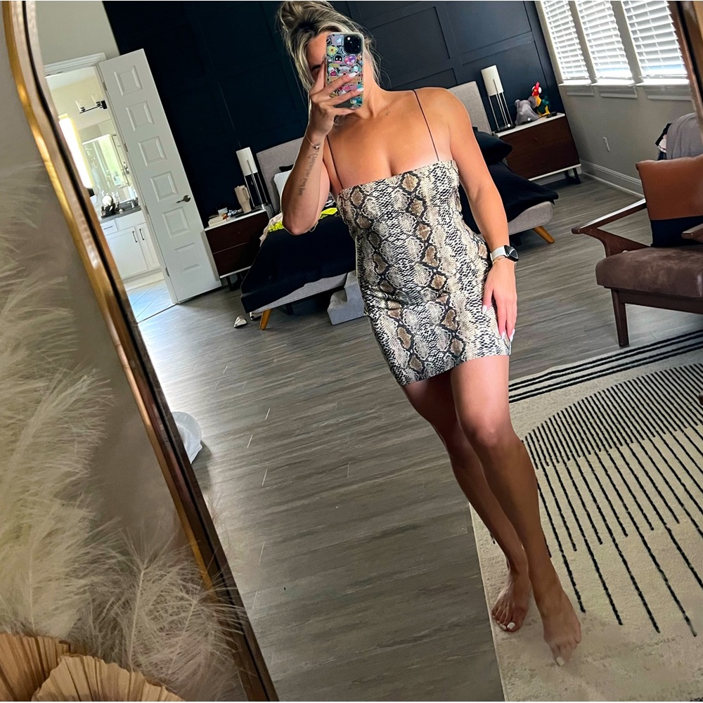 Snake print mini bodycon dress